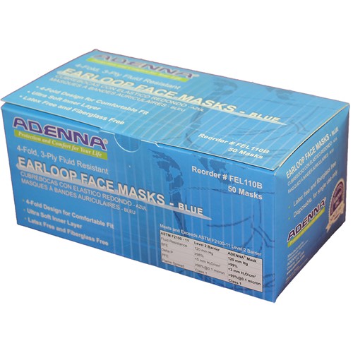 Adenna® 3-Ply Disposable Earloop Facemask (Box of 50)
